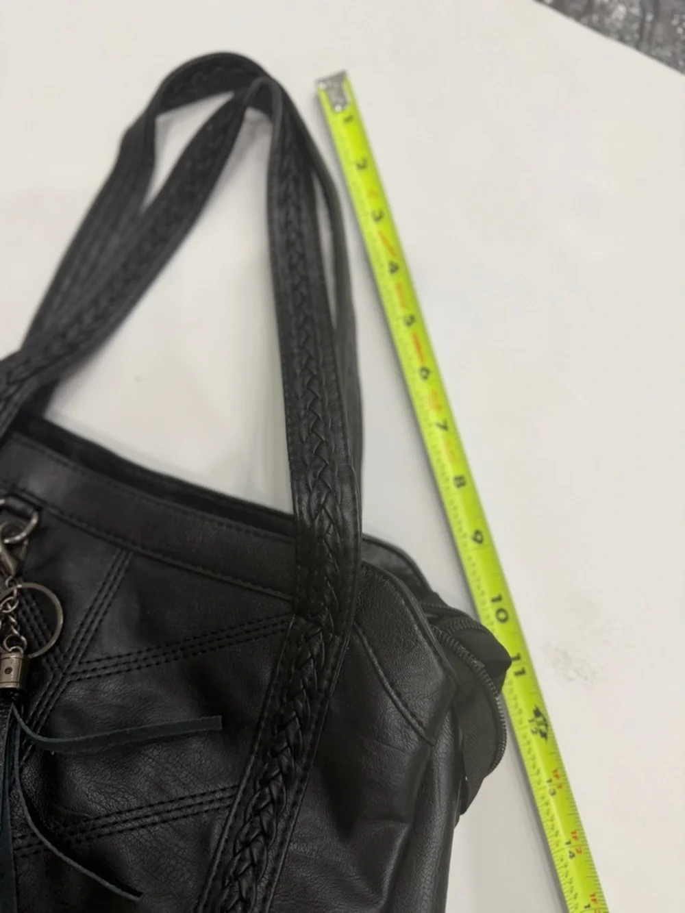 X.N CROWN Black Shoulder Bag Braided Strap Cat Charm Y2K Chic Trendy